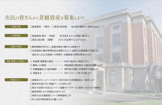 令和3年度 前橋市景観資産を募集しています！