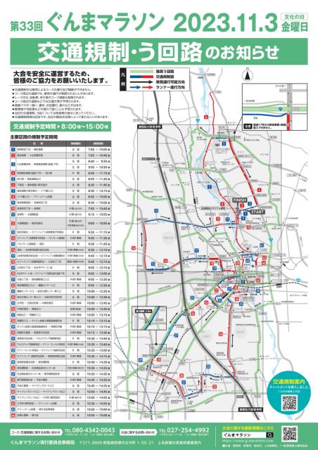 11/3(金･祝)「第33回 ぐんまマラソン」開催による交通規制のお知らせ