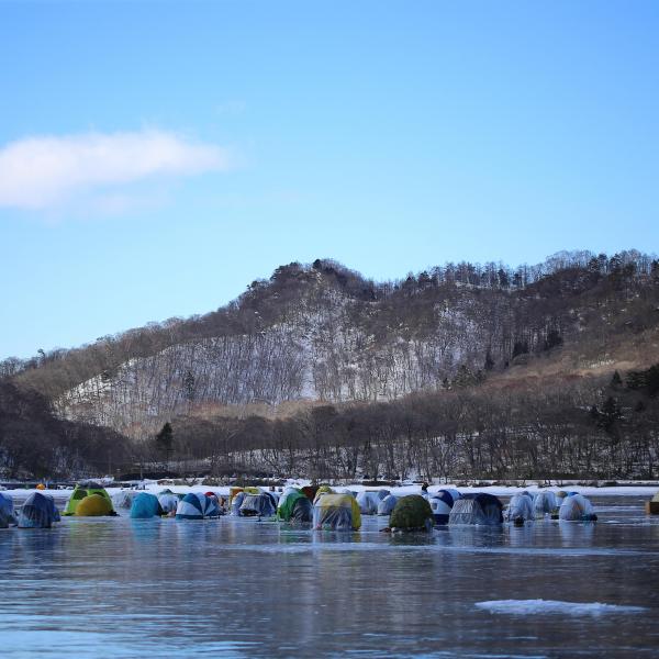 赤城山・大沼：ワカサギ釣り・全面結氷冬7